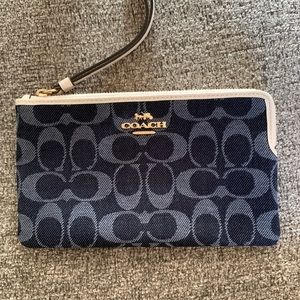 Denim coach wristlet